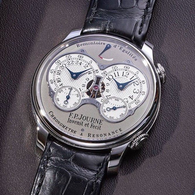 F.P. Journe Resonance 2024, platinum case, dual time display, manual-winding movement, full set, unworn condition, collector’s timepiece.