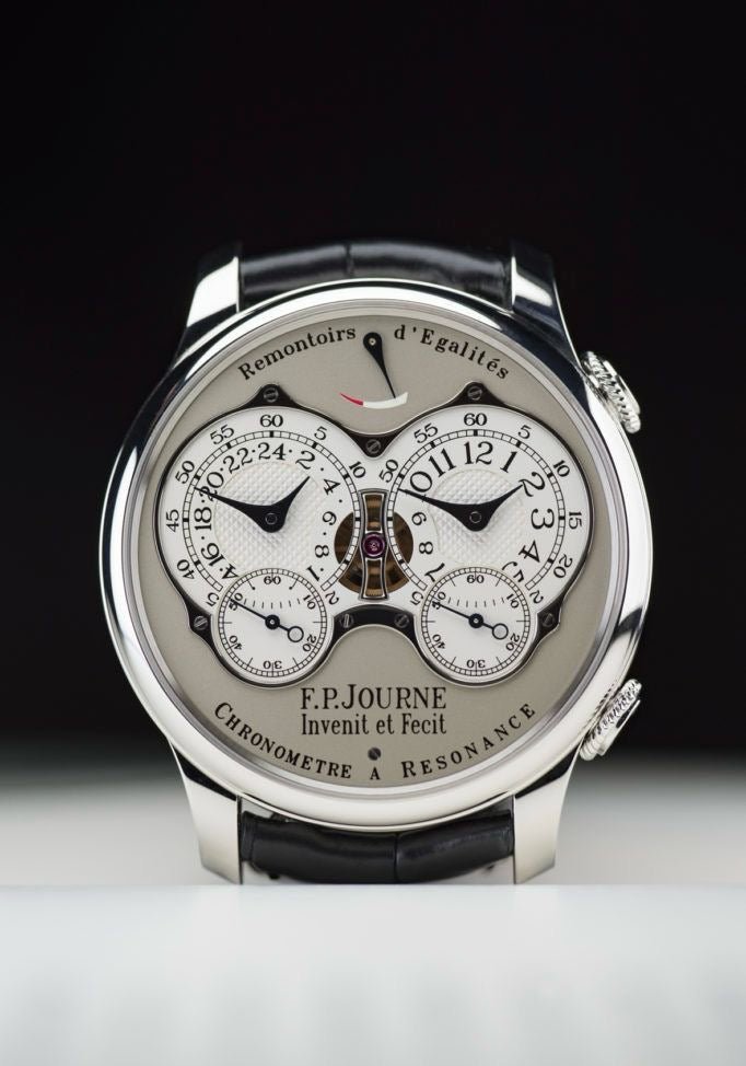 F.P. Journe Resonance 2024, platinum case, dual time display, manual-winding movement, full set, unworn condition, collector’s timepiece.
