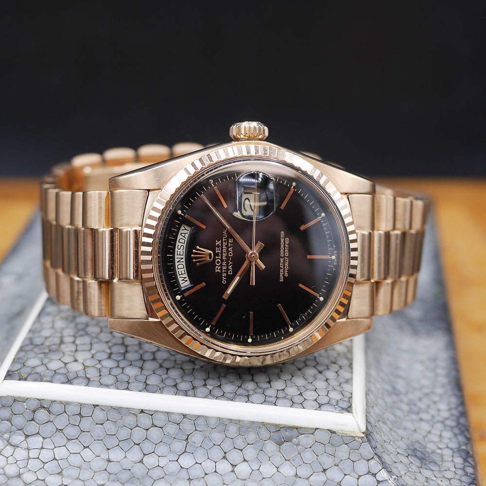 Rolex Oyster Perpetual Day Date Ref: 1803 in Pink gold. Circa: 1973.