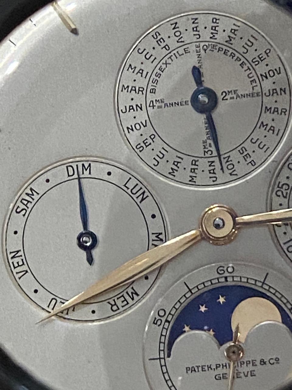Patek Philippe Ref: 699 Yellow Gold 1938 Pocket Watch Roman Numerals Perpetual Calendar Minute Repeater