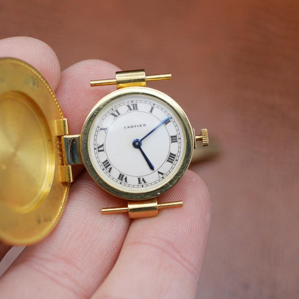 Cartier Coin Watch in Yellow Gold, Circa 1960, 35mm, Napoleon III, Roman Numerals
