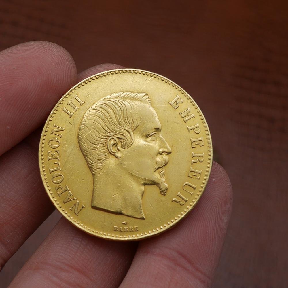 Cartier Coin Watch in Yellow Gold, Circa 1960, 35mm, Napoleon III, Roman Numerals