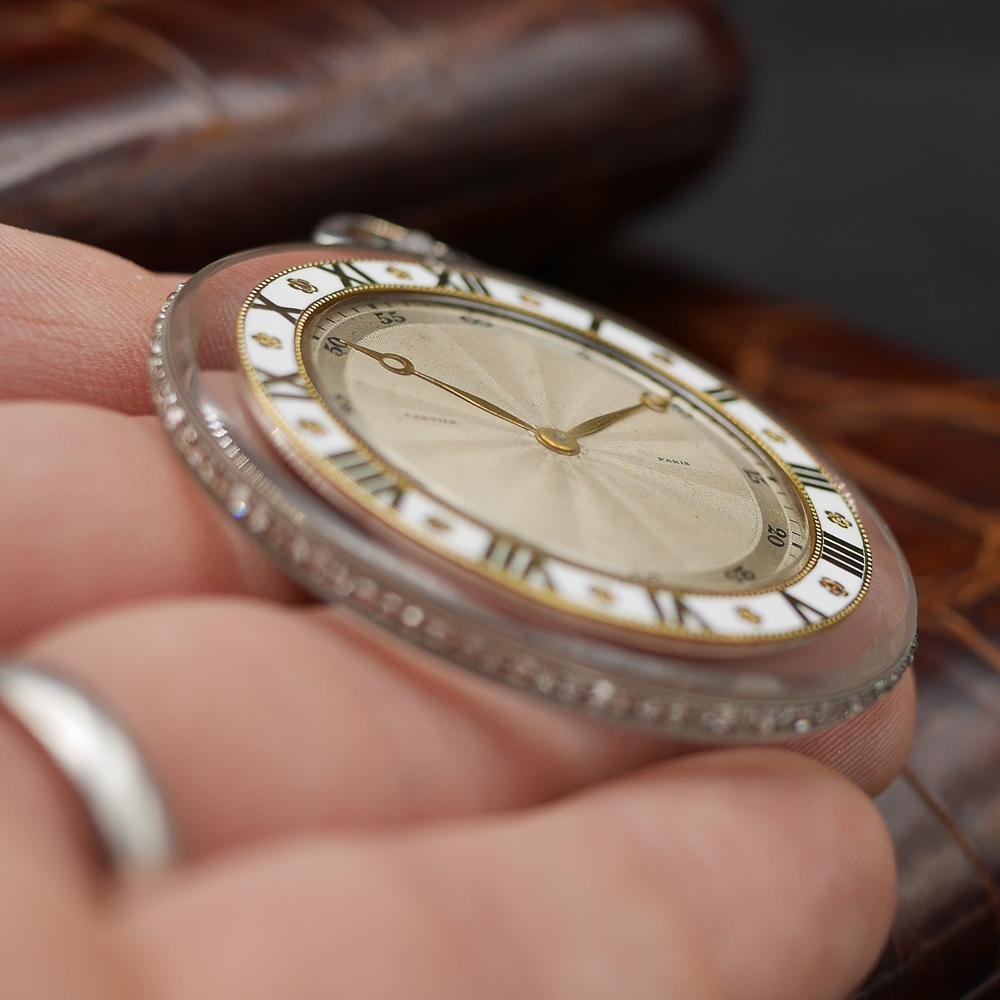 Cartier Pocket Watch in Platinum and Rock Crystals. Circa:1910