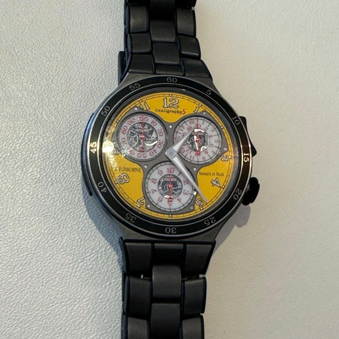 F.P. Journe Centigraphe S CTS2, 44mm titanium case, Lotus Yellow dial, manual-winding chronograph, 1/100th second precision, 2021 release, full set.
