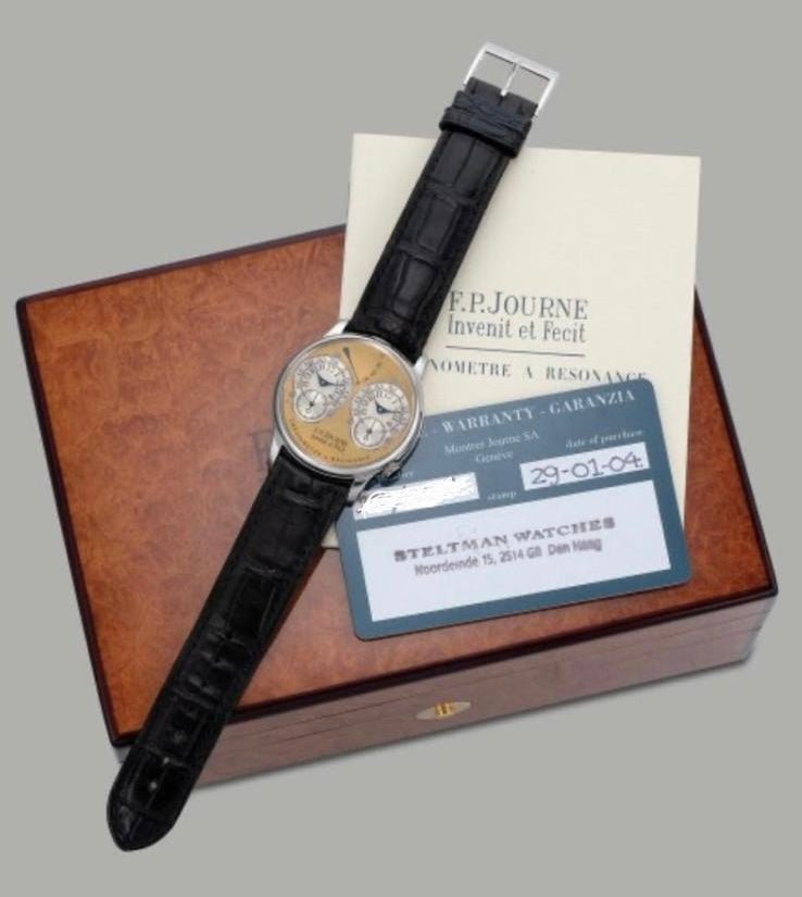 F.P. Journe Resonance 38mm, platinum, first generation, 2004, full set, rare collector’s timepiece.