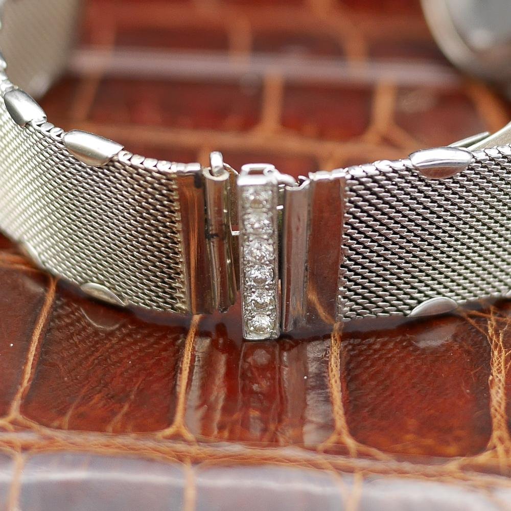 Patek Philippe Calatrava Ref 3445, white gold, circa 1960. Featuring Egypt’s coat of arms, silver dial, and the first automatic date movement.
