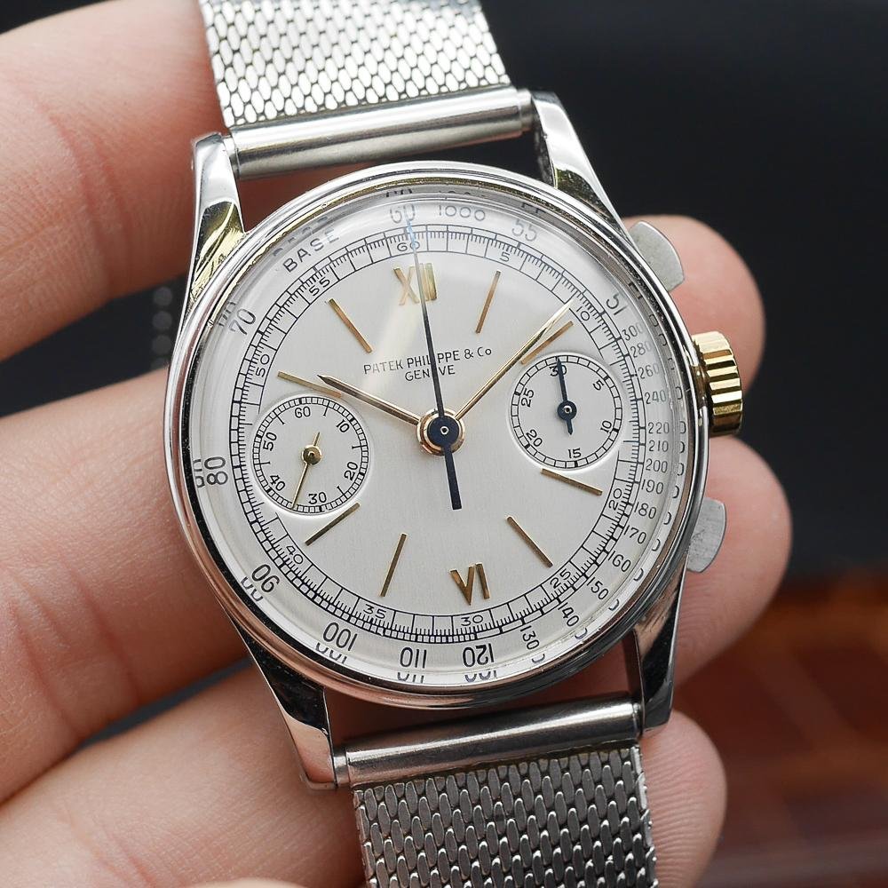 Patek Philippe Chronograph, Ref 130 in Stainless steel and Yellow Gold, Circa 1941 - Pires - Mauboussin