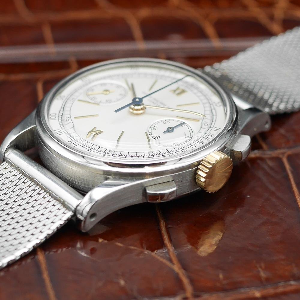 Patek Philippe Chronograph, Ref 130 in Stainless steel and Yellow Gold, Circa 1941 - Pires - Mauboussin