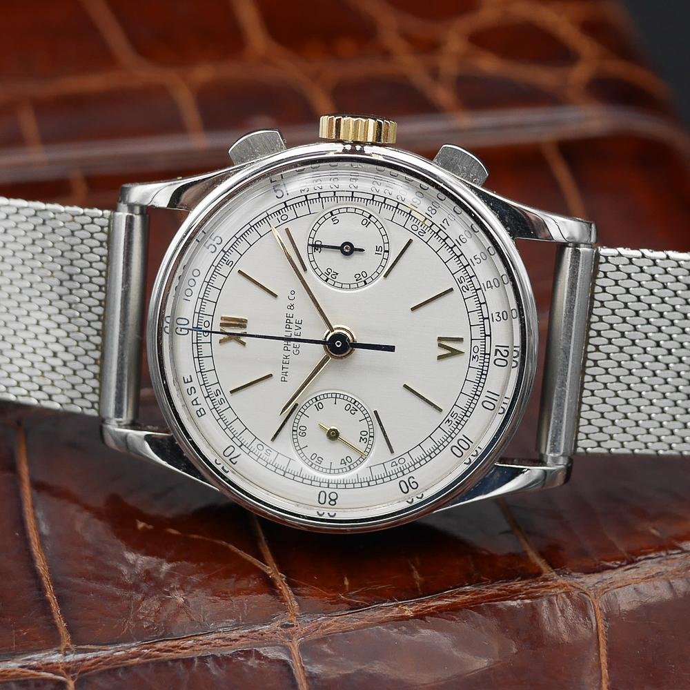 Patek Philippe Chronograph, Ref 130 in Stainless steel and Yellow Gold, Circa 1941 - Pires - Mauboussin