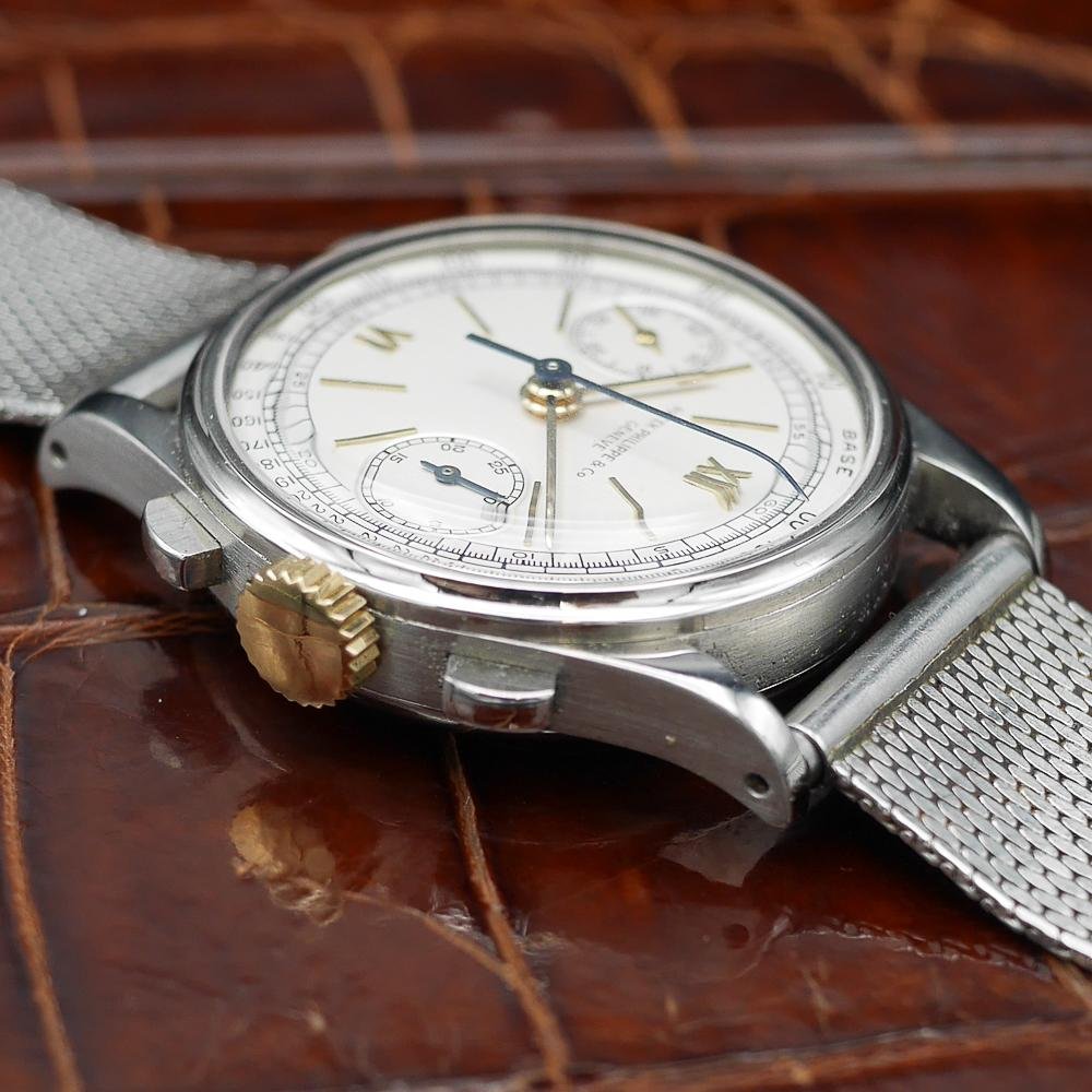 Patek Philippe Chronograph, Ref 130 in Stainless steel and Yellow Gold, Circa 1941 - Pires - Mauboussin