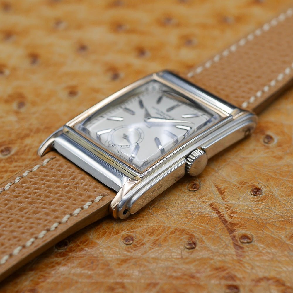 Patek Philippe Rectangular Retro Dress Watch in White and Pink Gold, Circa 1929.