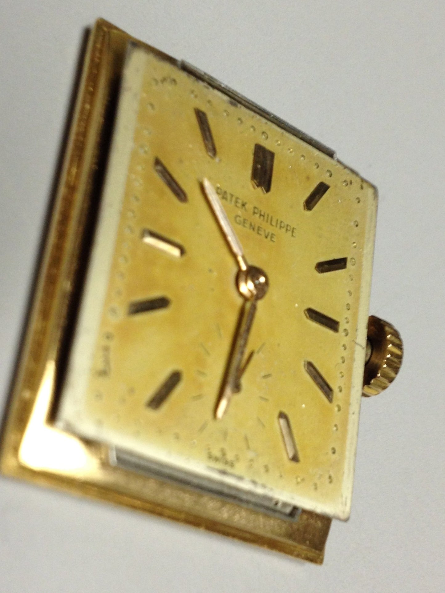 Patek Philippe Rectangular Wristwatch with an amazing patina, Ref 2531 in Yellow Gold, Circa 1950.