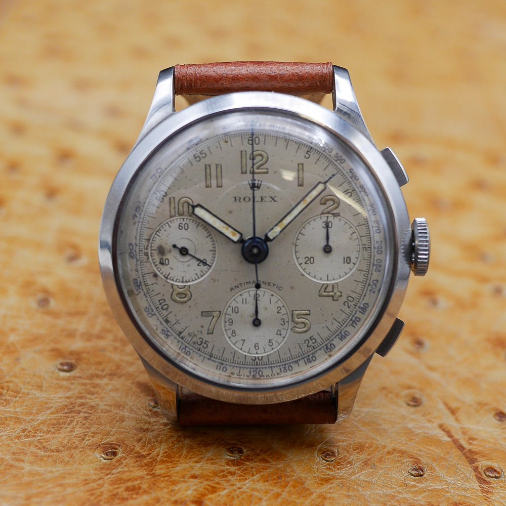 Rolex Chronograph, Ref 3335 in Stainless steel, Circa 1940.