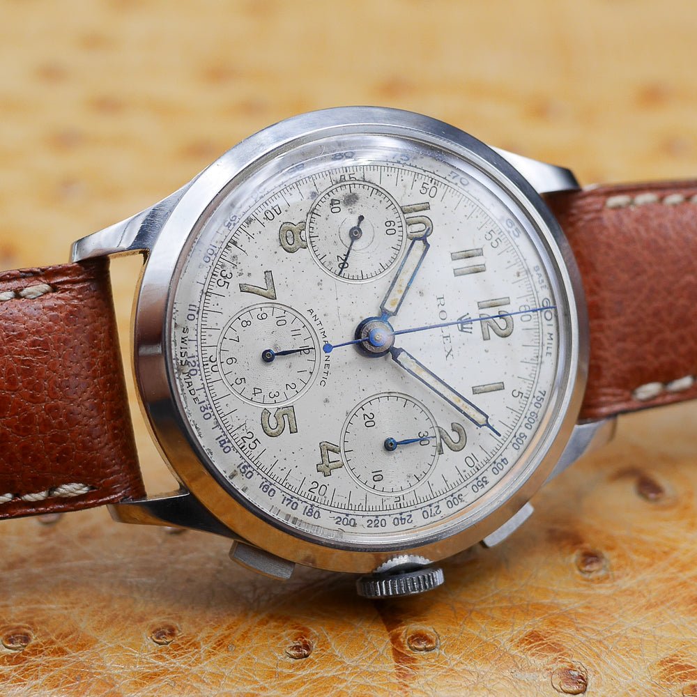 Rolex Chronograph, Ref 3335 in Stainless steel, Circa 1940.