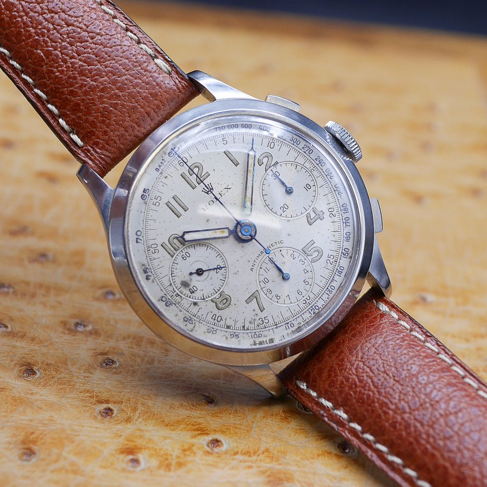 Rolex Chronograph, Ref 3335 in Stainless steel, Circa 1940.