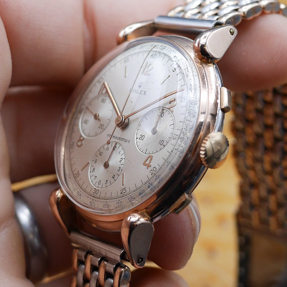 Rolex Chronograph Ref. 4313 Pink Gold & Steel, Circa 1940 - Pires - Mauboussin