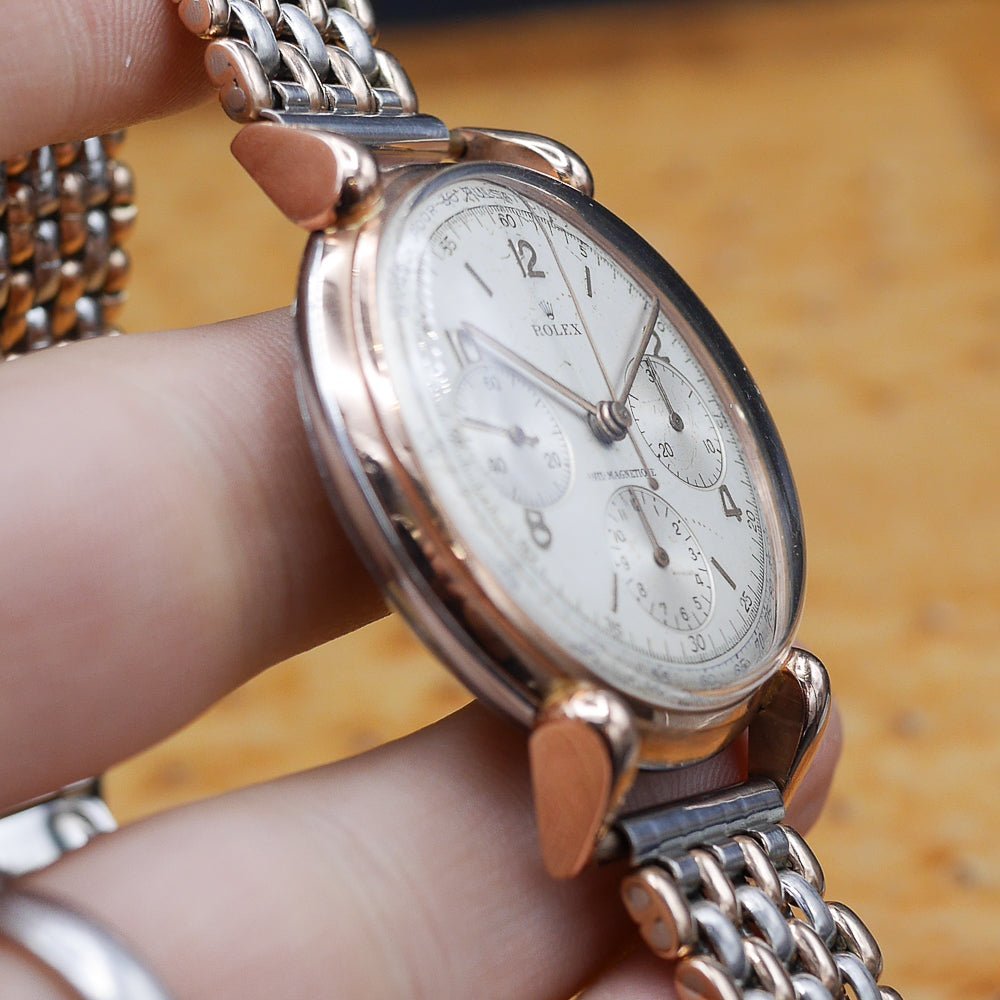 Rolex Chronograph Ref. 4313 Pink Gold & Steel, Circa 1940 - Pires - Mauboussin