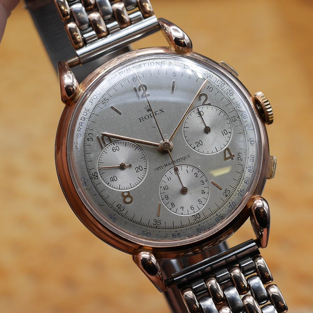 Rolex Chronograph Ref. 4313 Pink Gold & Steel, Circa 1940 - Pires - Mauboussin