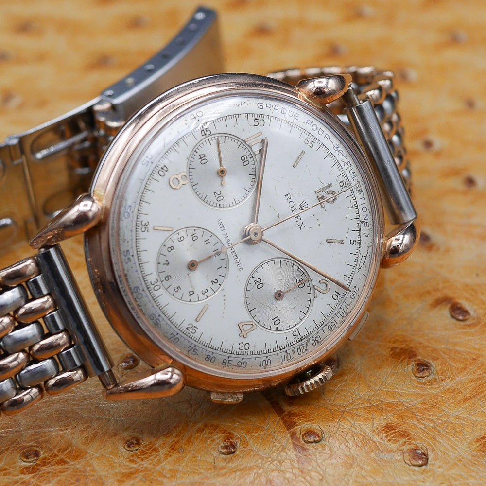 Rolex Chronograph Ref. 4313 Pink Gold & Steel, Circa 1940 - Pires - Mauboussin