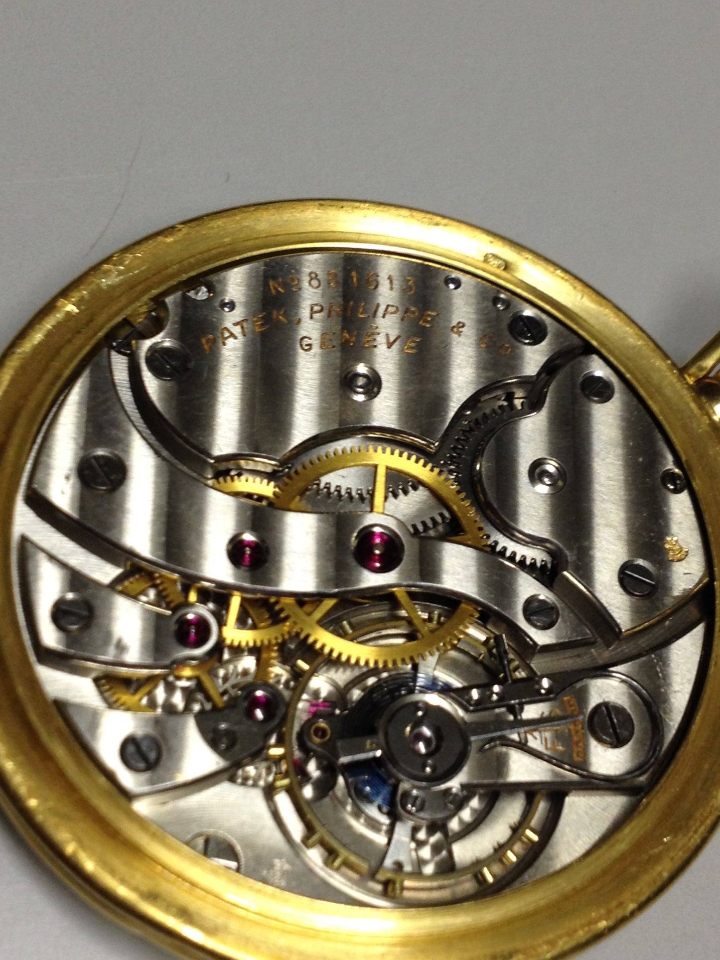 Vintage Patek Philippe pocket watch in yellow gold, circa 1940, featuring a small seconds subdial at 6 o’clock.