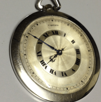 Cartier Pocket Watch in Platinum, 1930, 45mm Vintage Timepiece