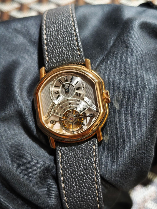Daniel Roth Régulateur Tourbillon Ref. 2187 Pink Gold – rare double-face vintage watch with guilloché dial, tourbillon, and full set (1995)