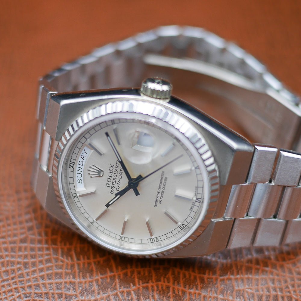 Rolex Oyster Quartz Day Date Ref: 19019 in White gold. Circa: 1988.