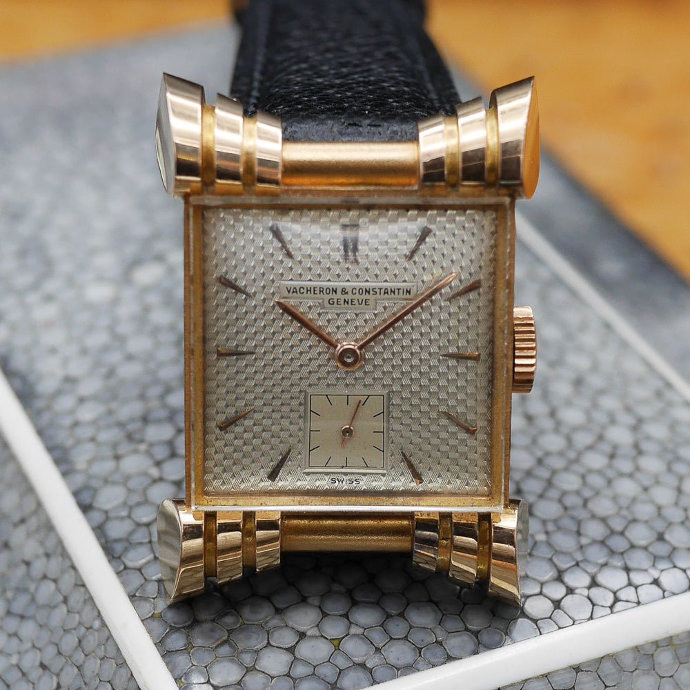 Vacheron&Constantin Ricciolo Guilloche Dial watch in Pink gold. Circa:1945