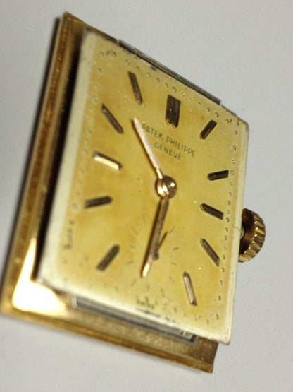 Patek Philippe Rectangular Wristwatch with an amazing patina, Ref 2531 in Yellow Gold, Circa 1950.