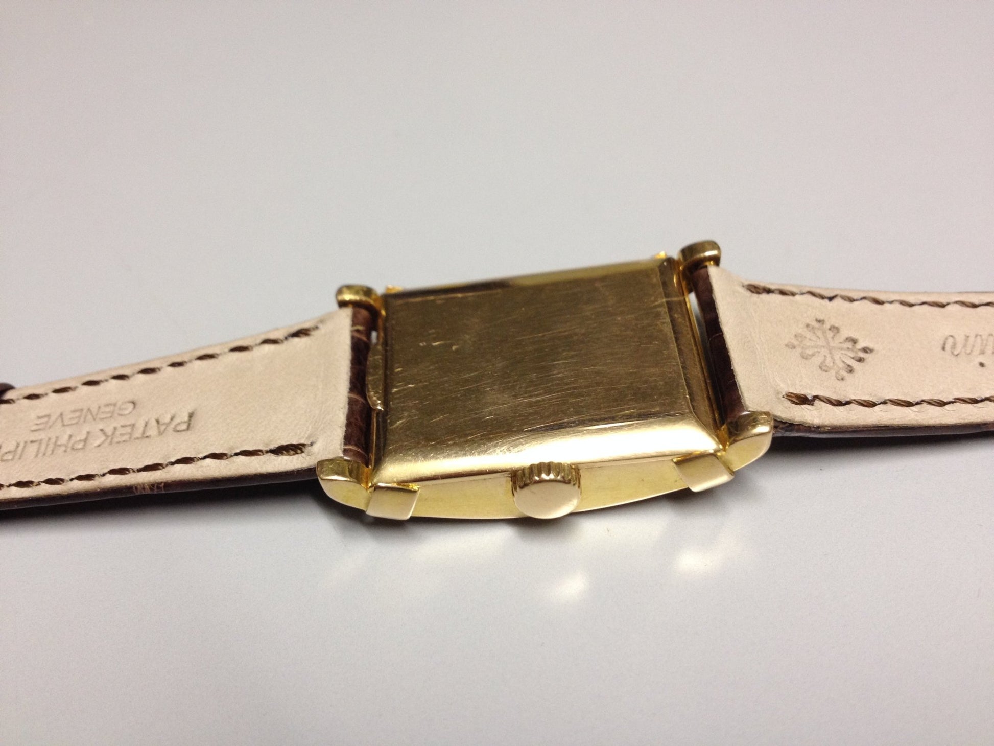 Patek Philippe Rectangular Wristwatch with an amazing patina, Ref 2531 in Yellow Gold, Circa 1950.