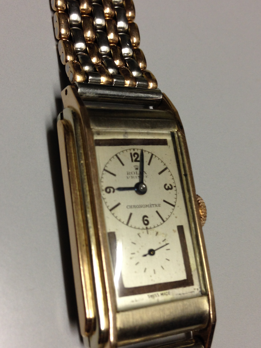 Rolex Prince Chronometer Ref: 1527 in White and Pink gold 14kt. Circa: 1935.