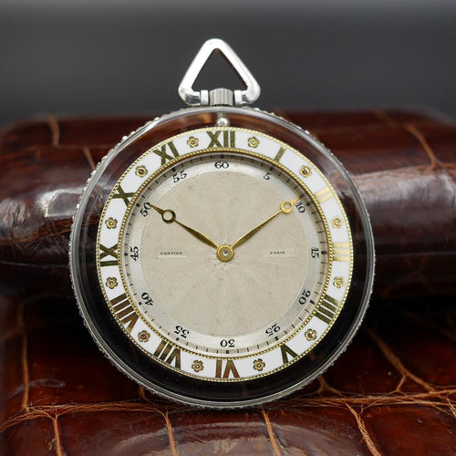 Cartier Pocket Watch in Platinum and Rock Crystals. Circa:1910