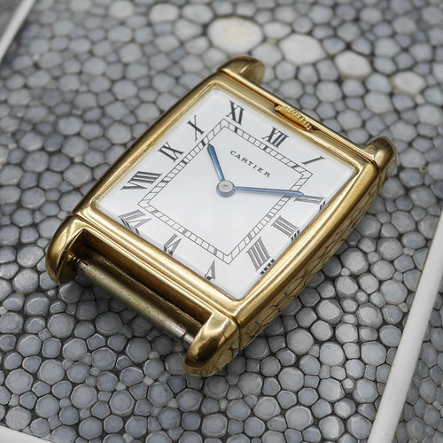 Cartier Tank Basculant In Pink Gold Circa: 1970
